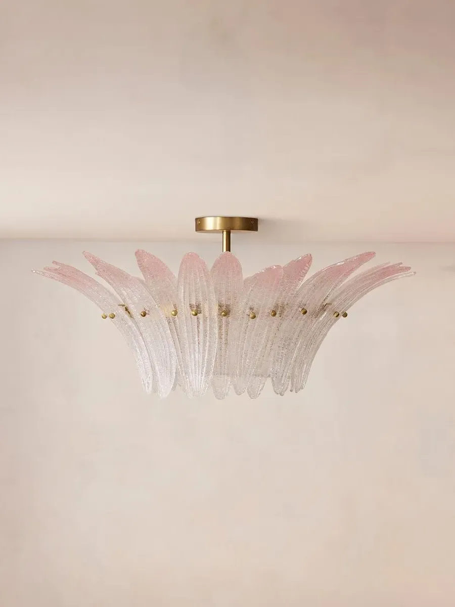 Semi-Flush Ceiling Light - Pink, Glass image
