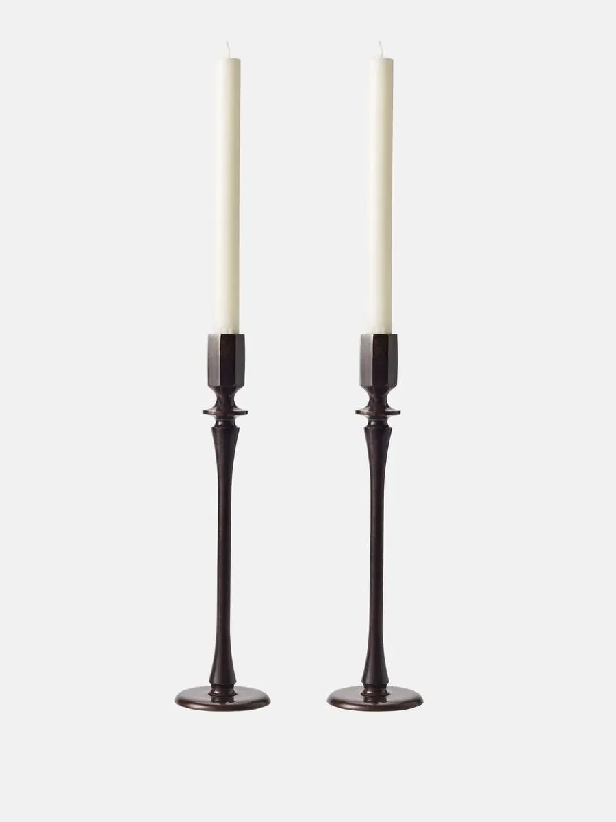Set of 2 Candle Holders Large - Patina, Brass image