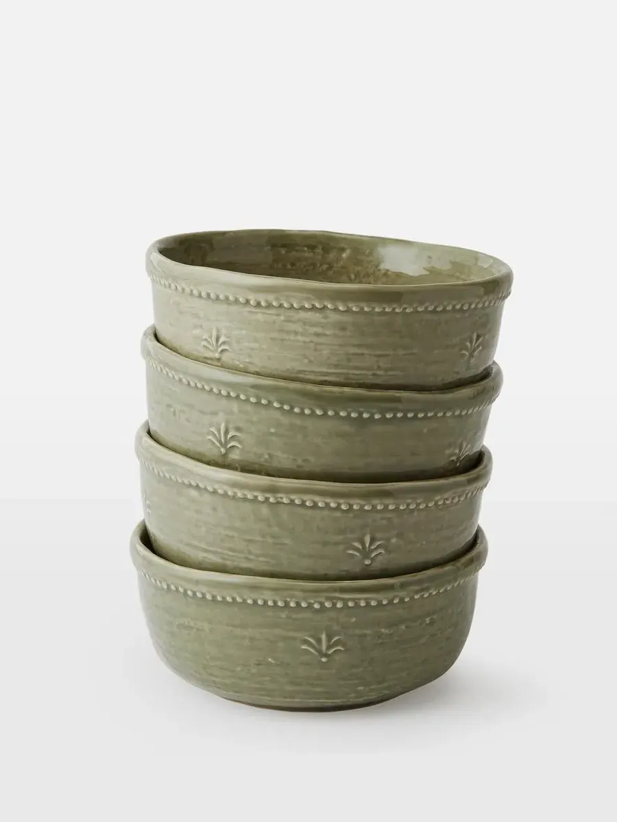 Set of 4 Cereal Bowls - Green, Stoneware image