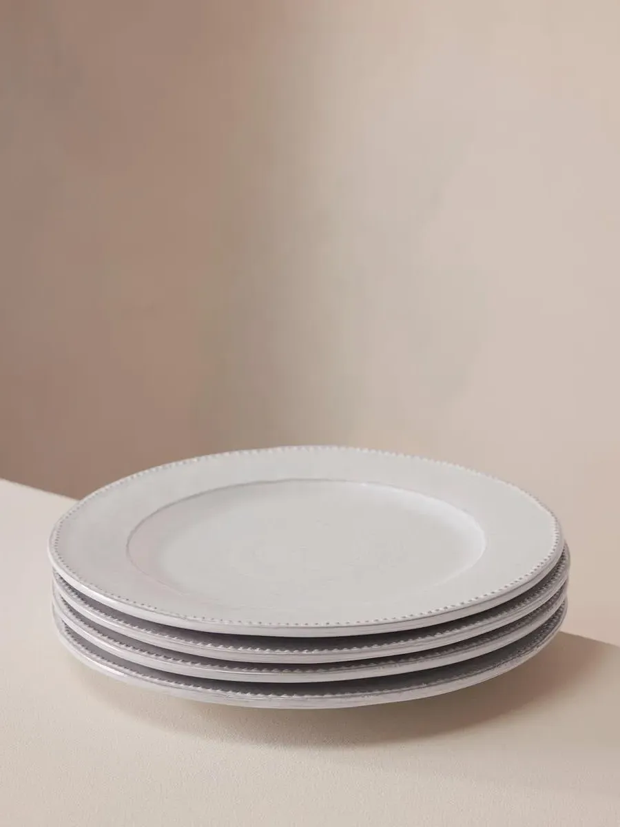Set of 4 Dinner Plates - White, Stoneware