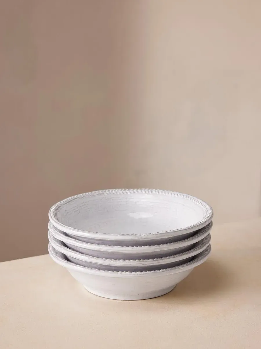 Set of 4 Pasta Bowls - White, Stoneware