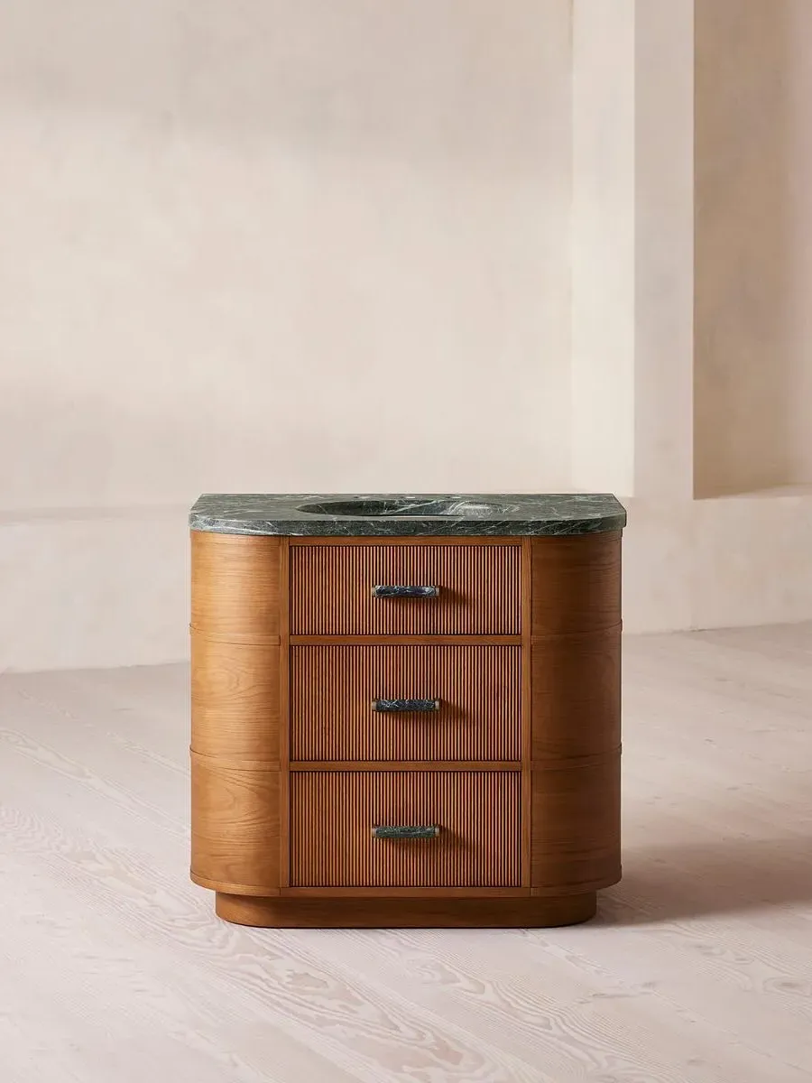 Single Vanity Unit with Sink - Green, Marble image