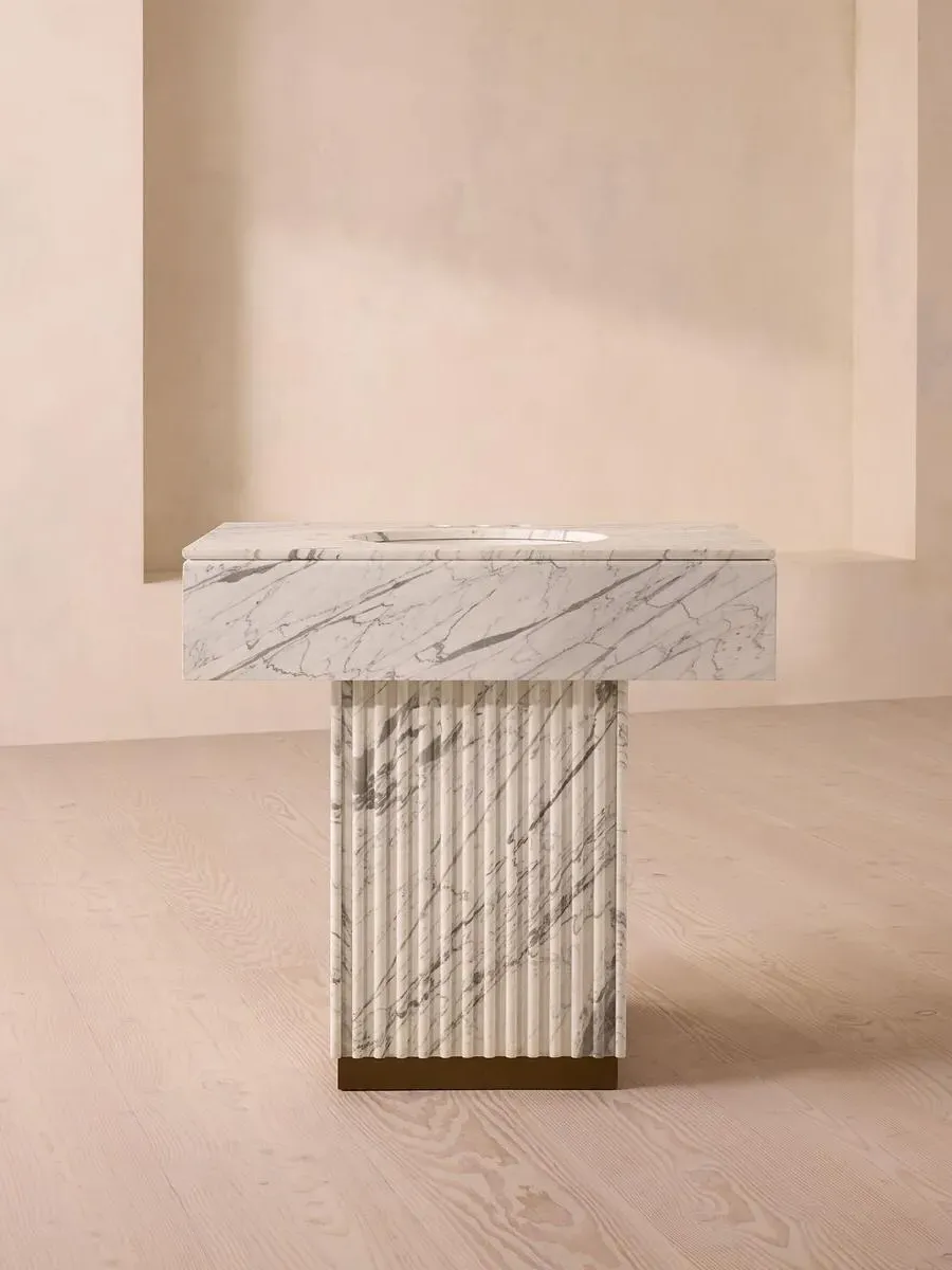 Single Vanity with Fluted Base - Arabescato Marble image