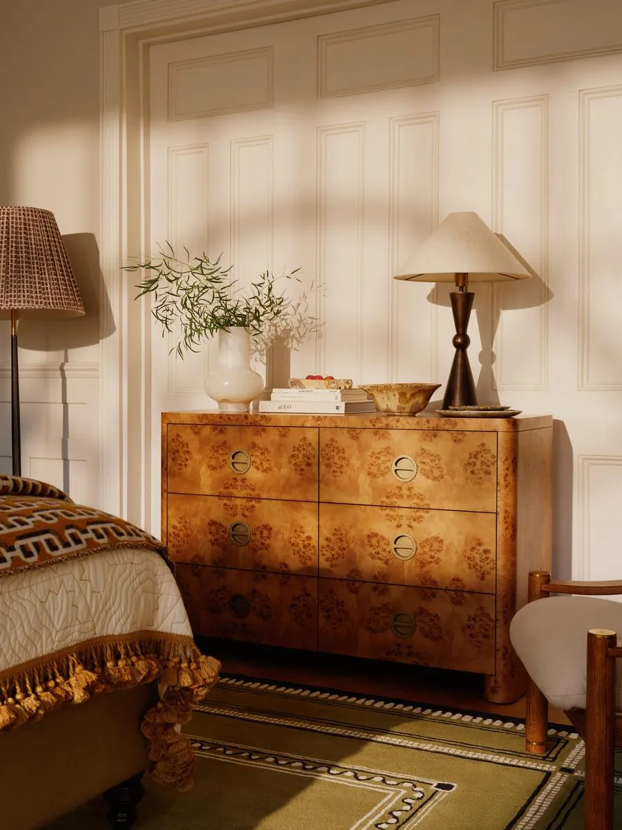 Six Drawer Dresser - Brown, Mappa Burl Wood image