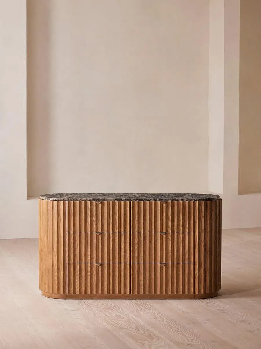 Six Drawer Dresser - Dark Emperador, Marble image
