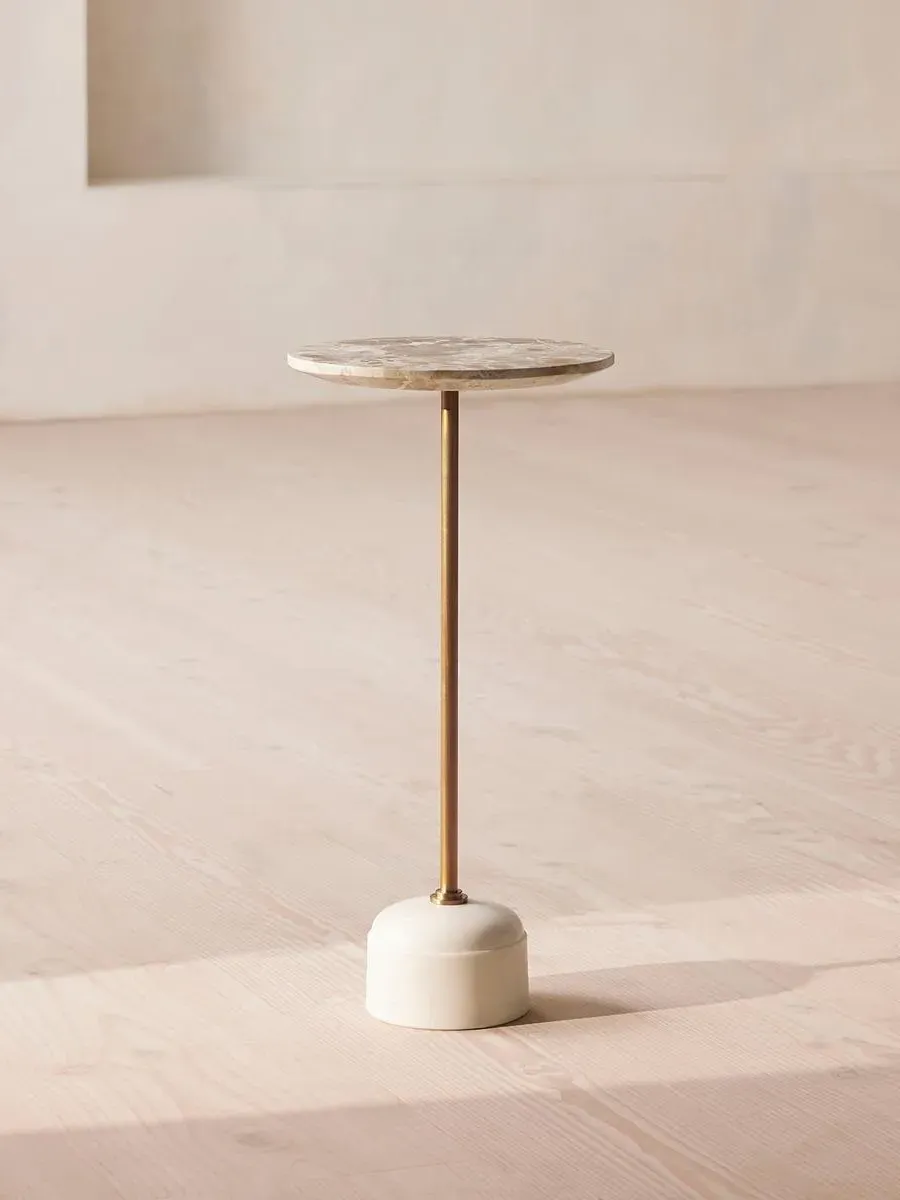 Small Side Table with Brass Stem - Kapri Marble image