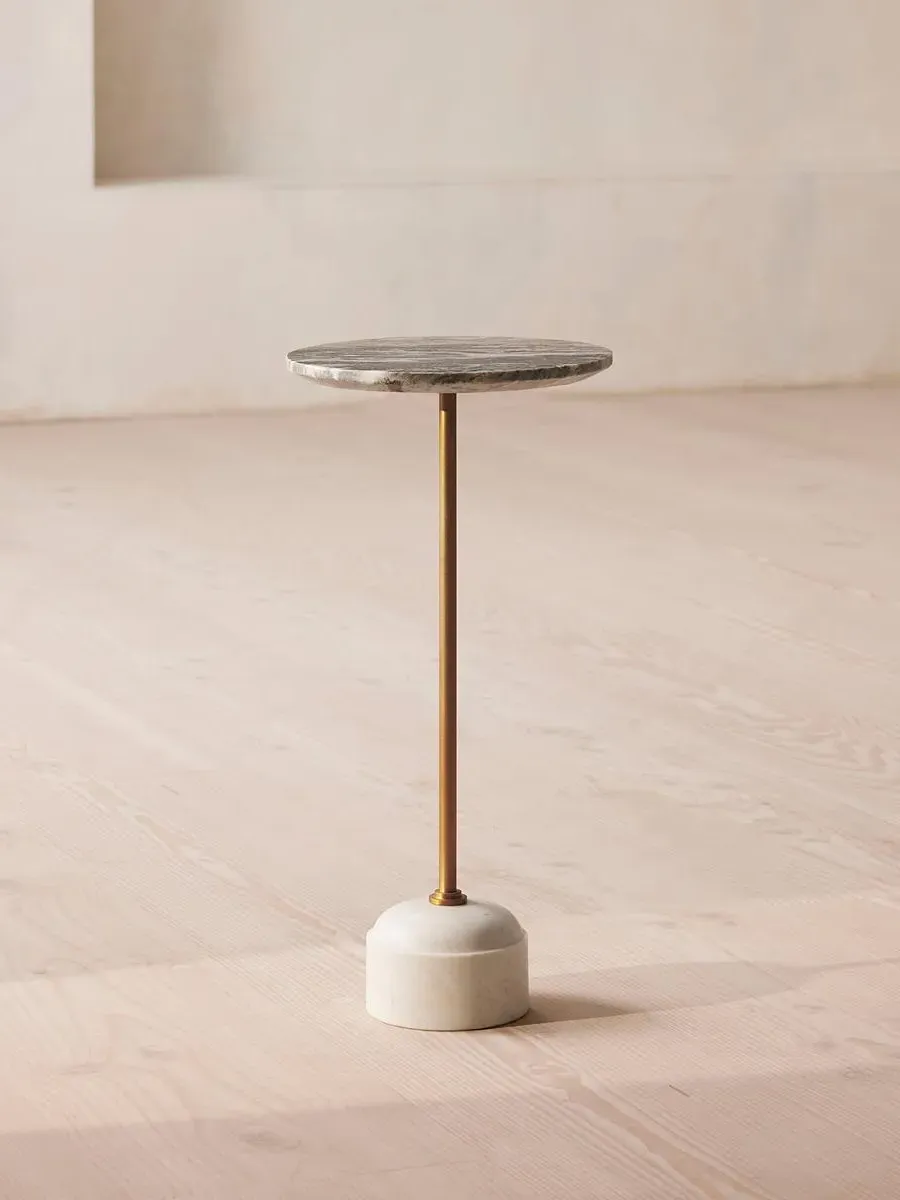 Small Side Table with Brass Stem - Terra Bianca