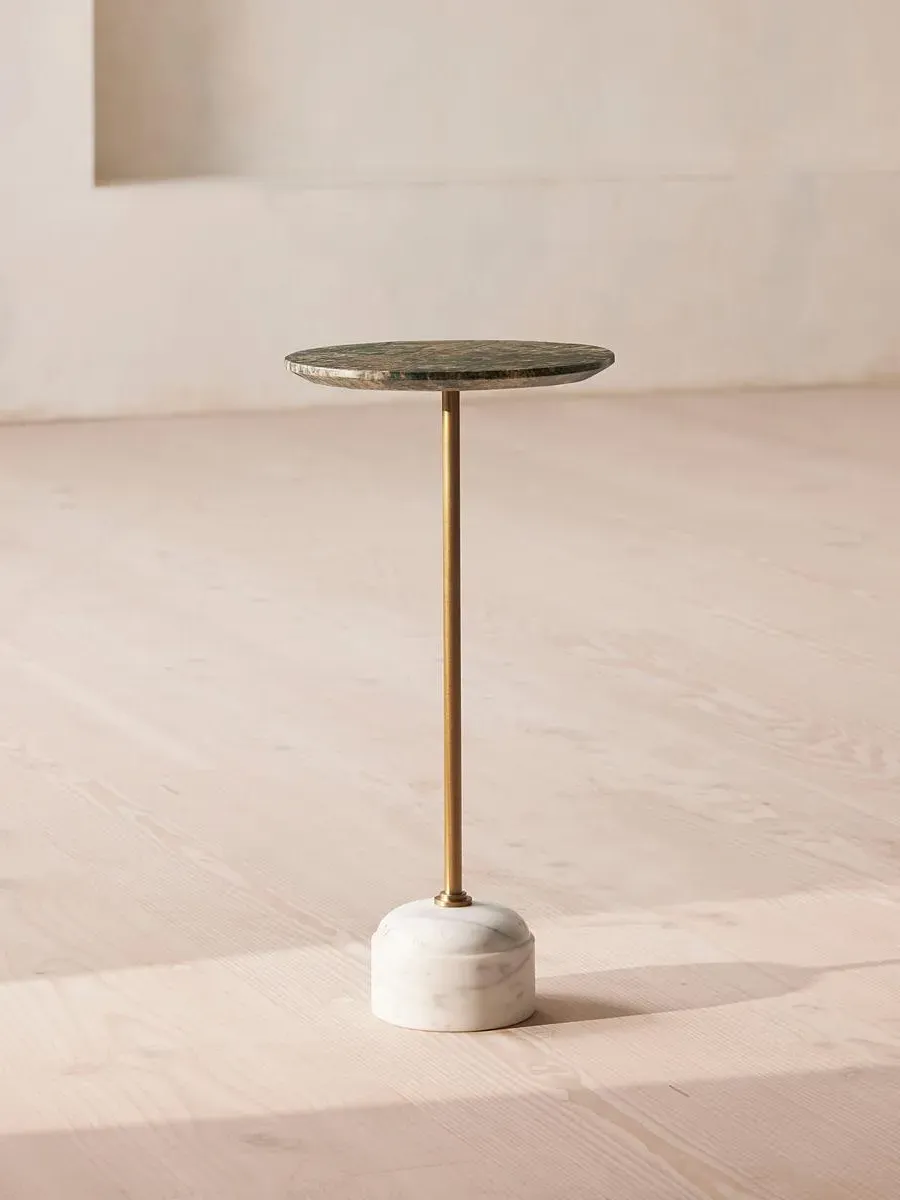 Small Side Table with Brass Stem - Verde Bosque