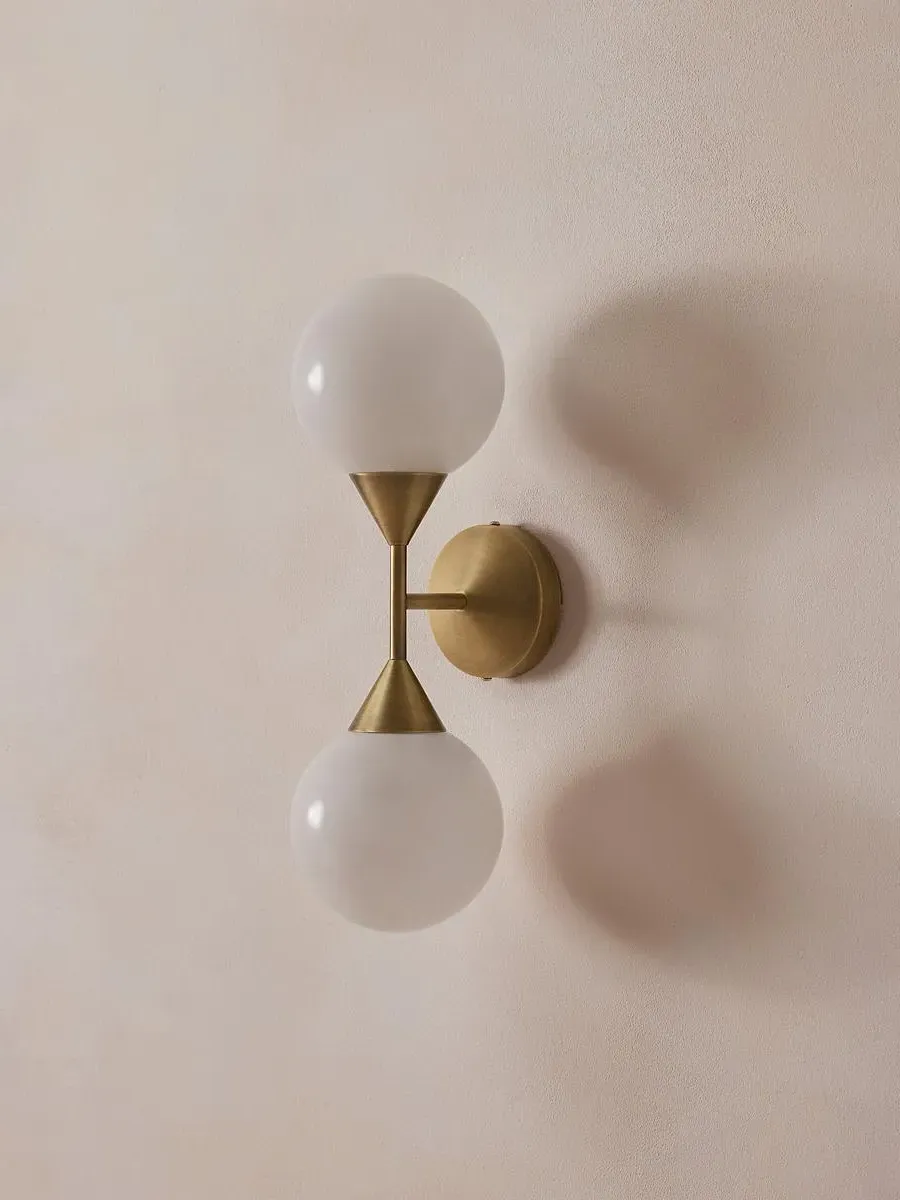 Spindle Wall Light - Antique Brass, Glass image