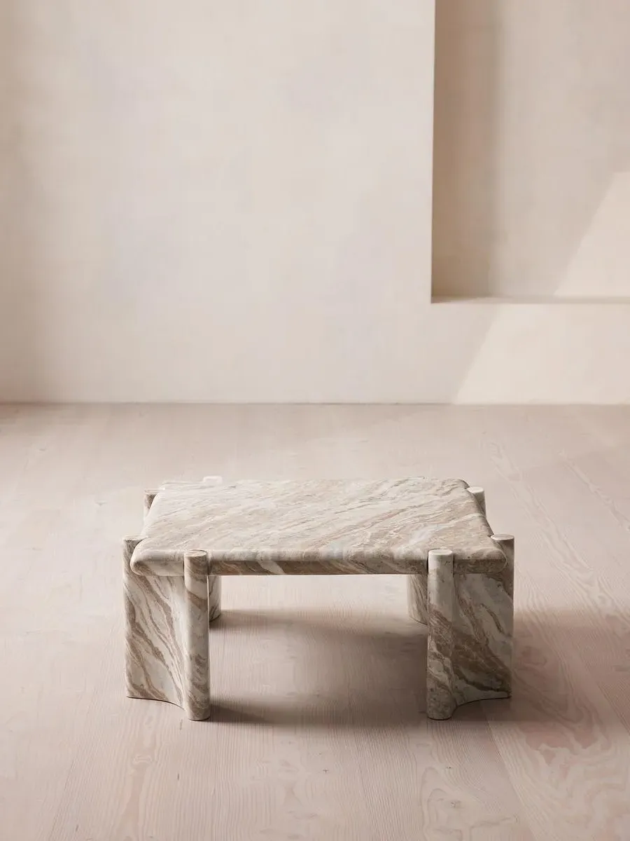 Square Coffee Table with Curved Corners - Marble image