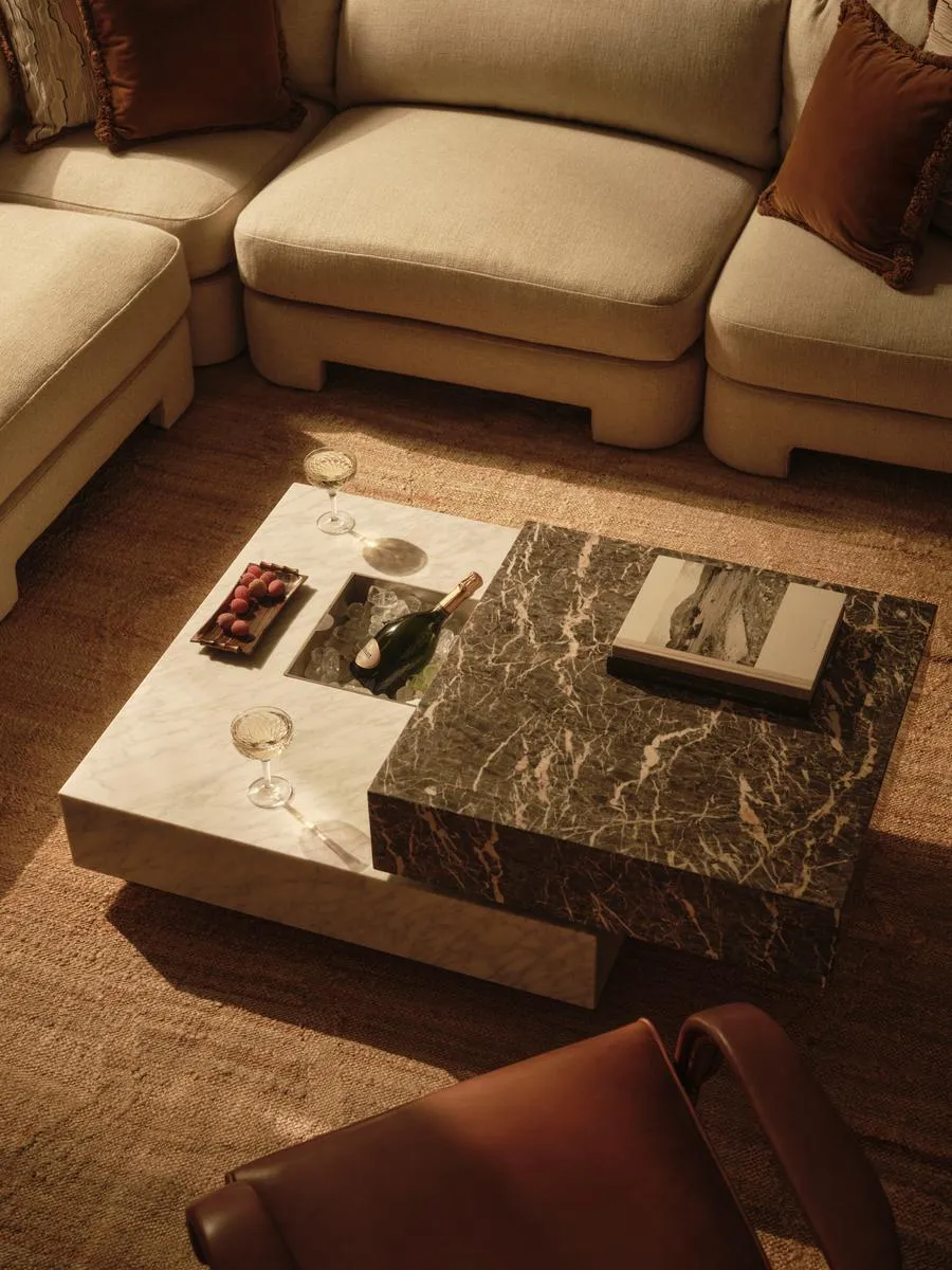 Square Coffee Table with Storage - Marble image