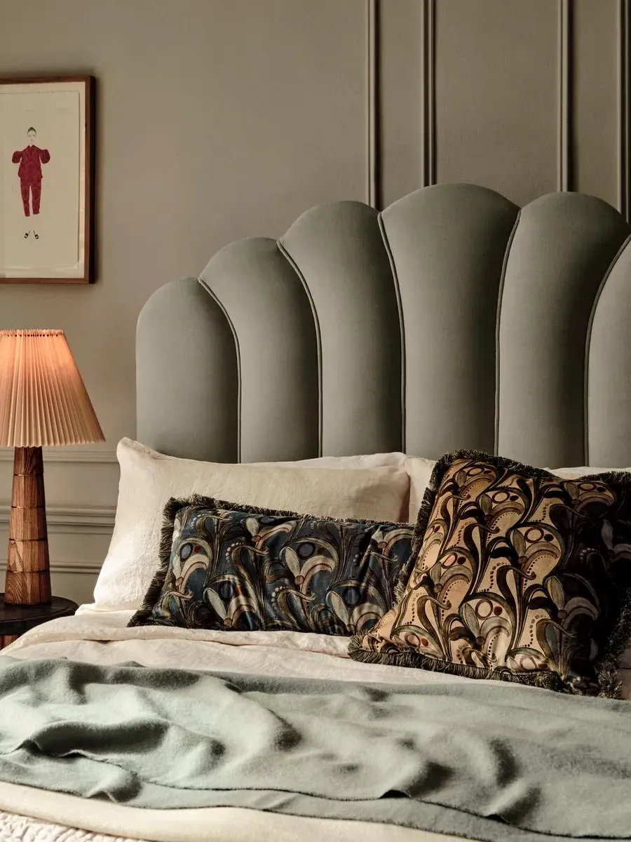 Square Cushion with Fringing - Multi, Velvet image