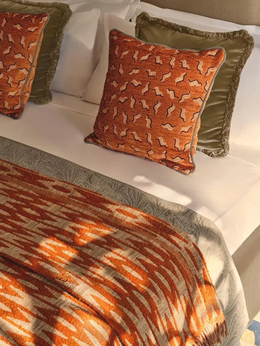 Square Cushion with Geometric Pattern - Chenille image