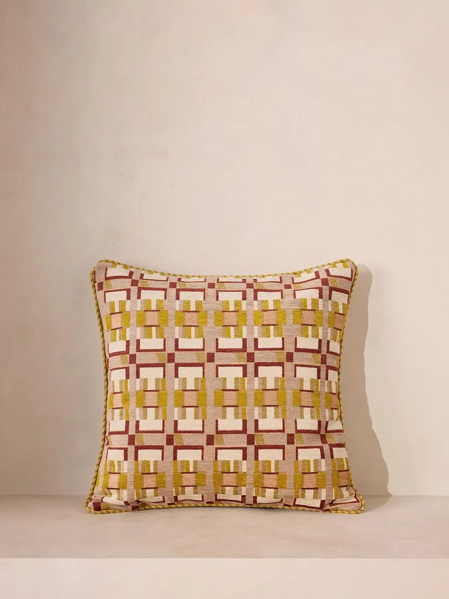 Square Cushion with Grid Pattern - Chenille image