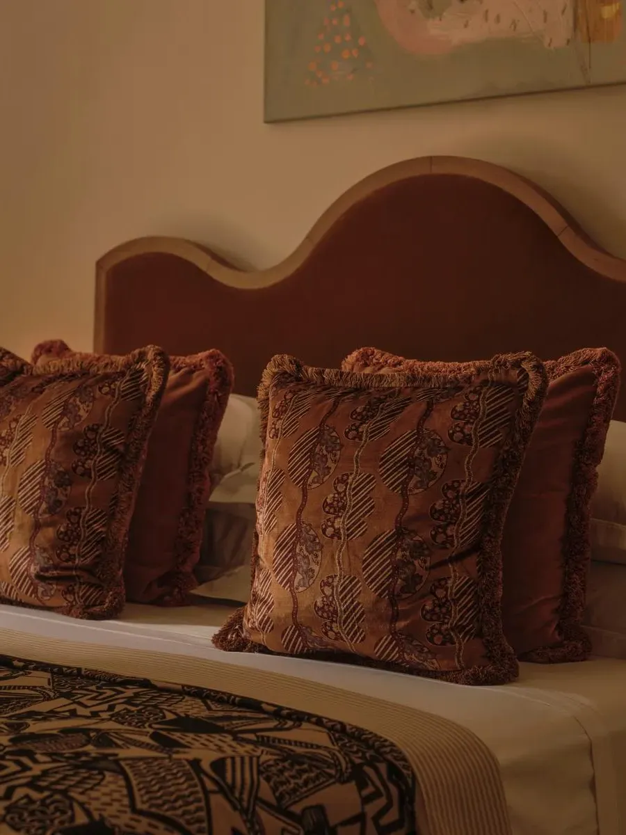 Square Cushion with Hand-Drawn Print image