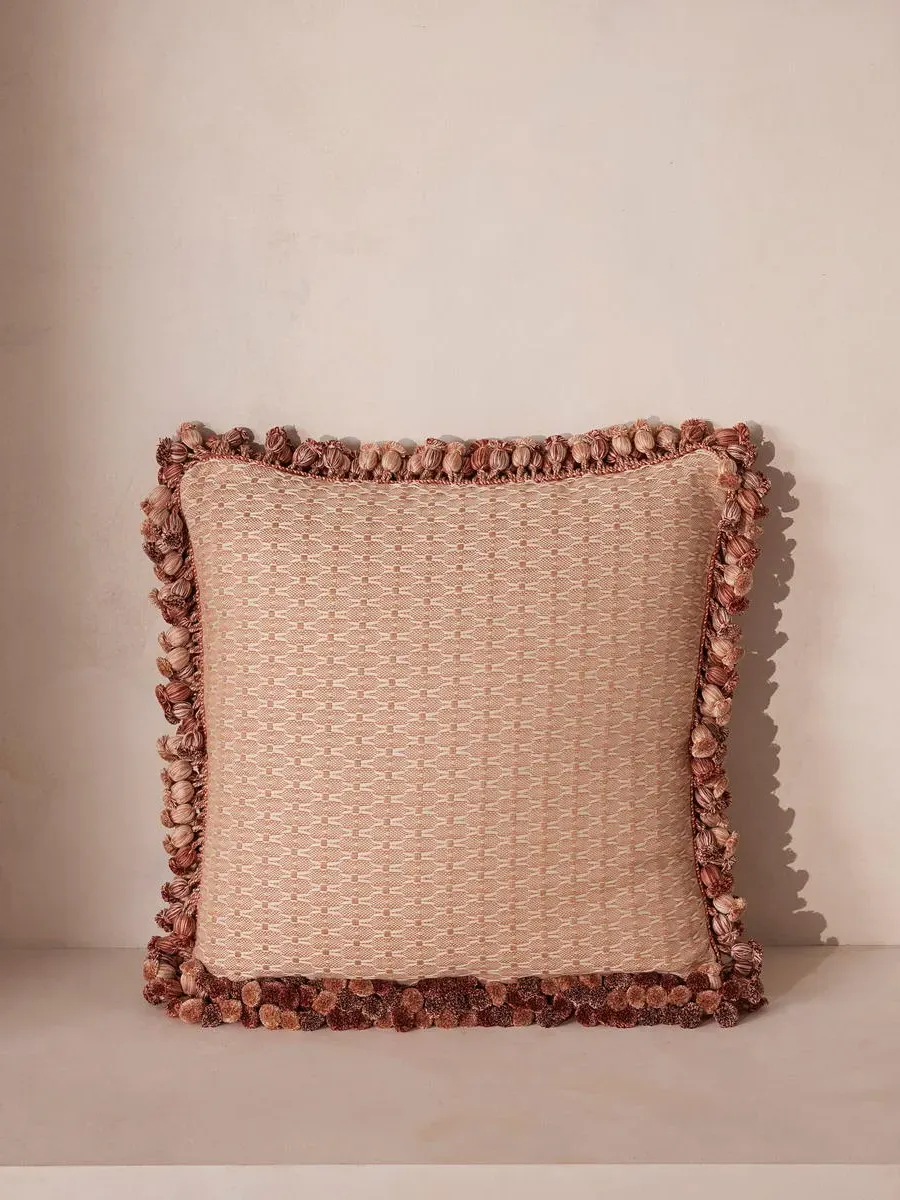 Square Cushion with Tassels - Rose, Cotton Blend image
