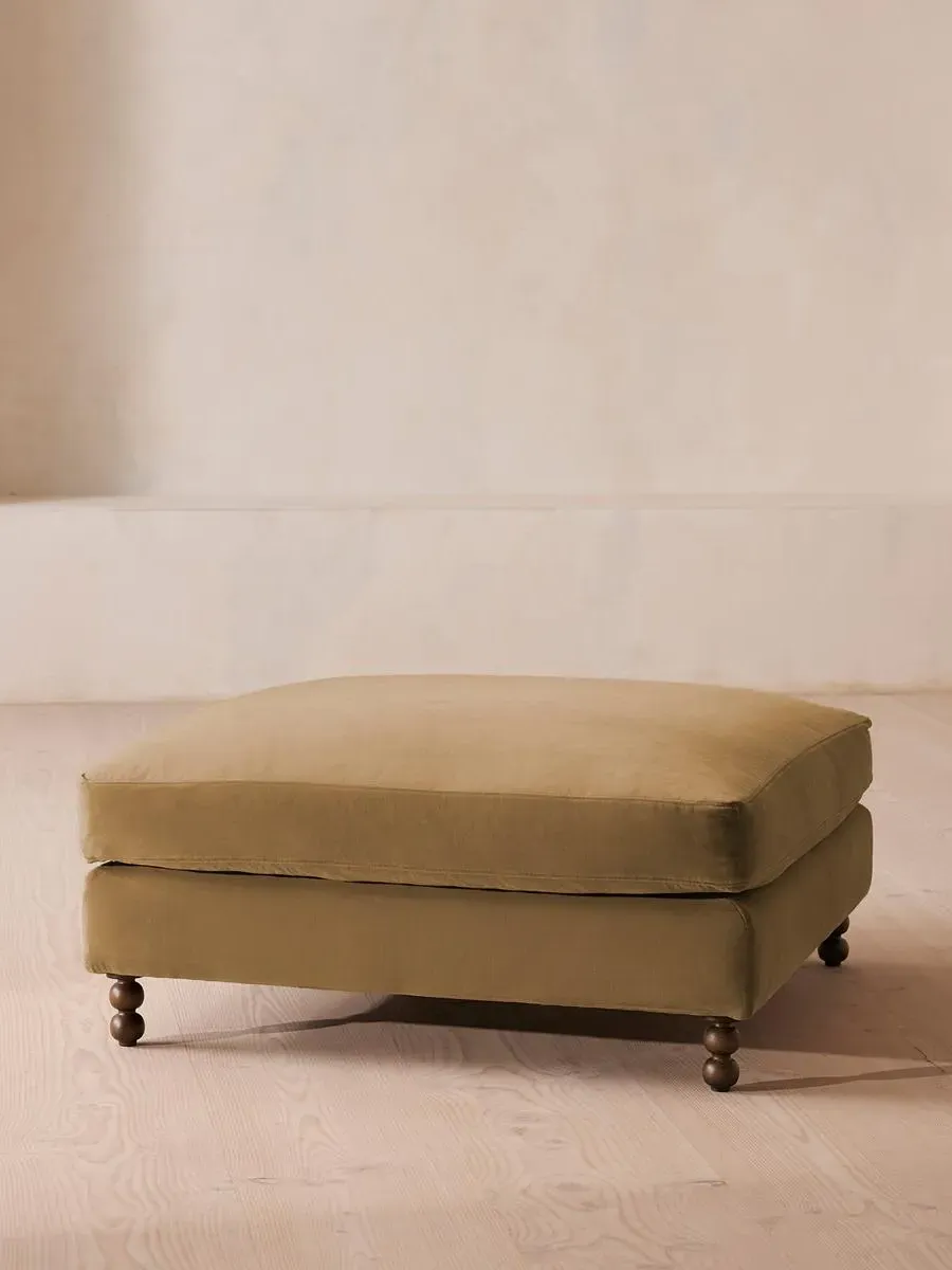 Square Ottoman - Camel, Velvet