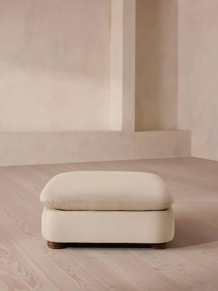 Square Ottoman with Curved Edges - Bisque, Linen