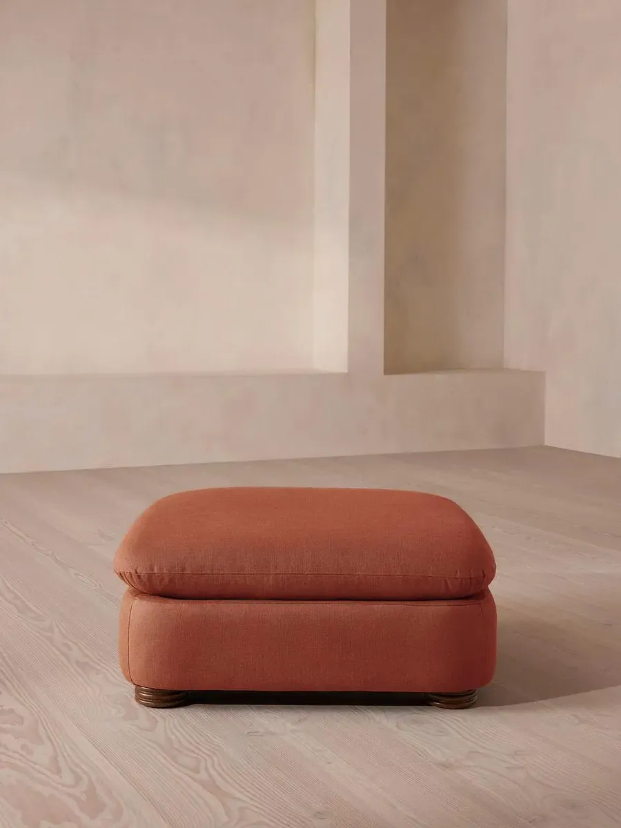 Square Ottoman with Curved Edges - Sienna, Linen