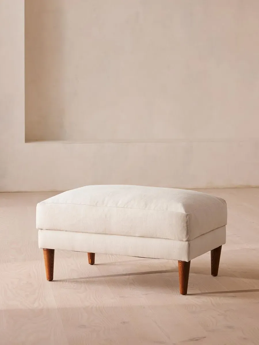 Square Ottoman with Cushion - Bisque, Linen