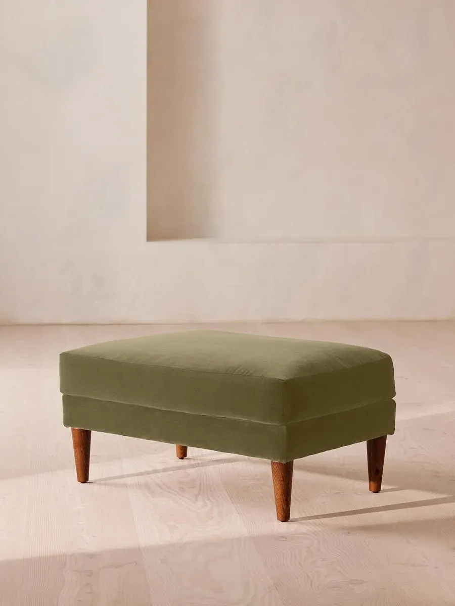 Square Ottoman with Cushion - Lichen, Velvet