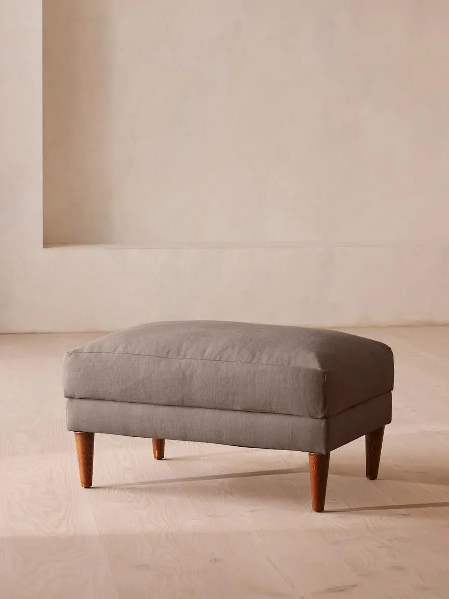 Square Ottoman with Cushion - Mushroom, Linen
