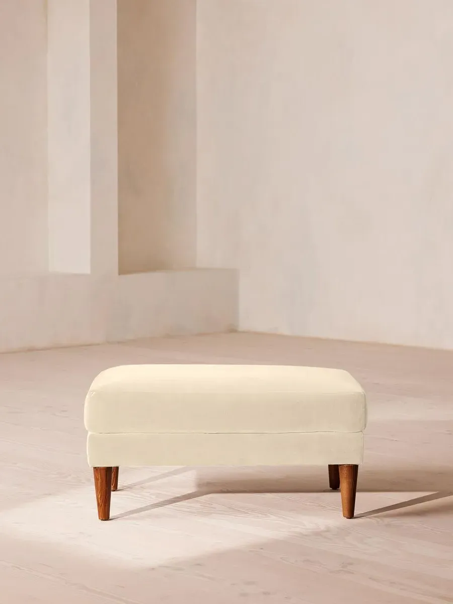 Square Ottoman with Cushion - Porcelain, Velvet