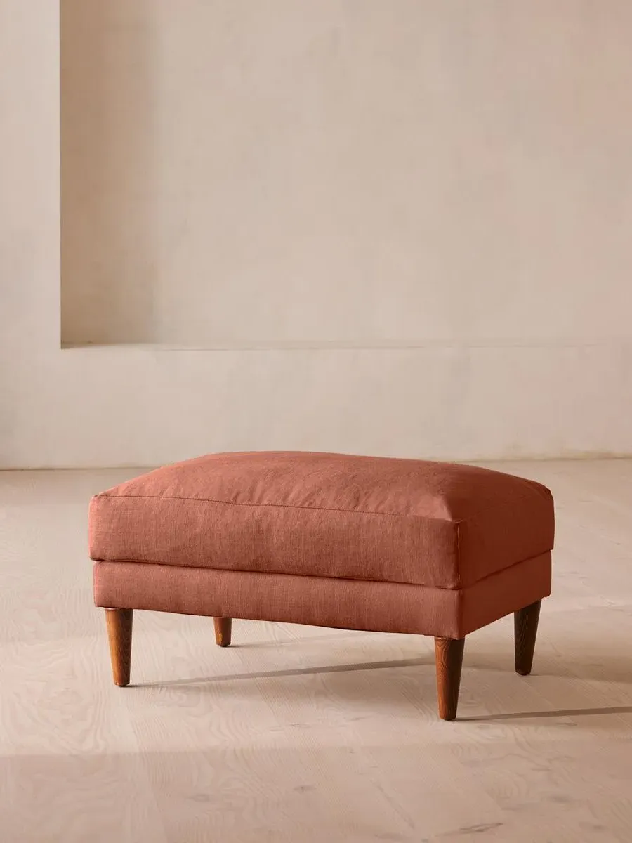Square Ottoman with Cushion - Rose, Linen