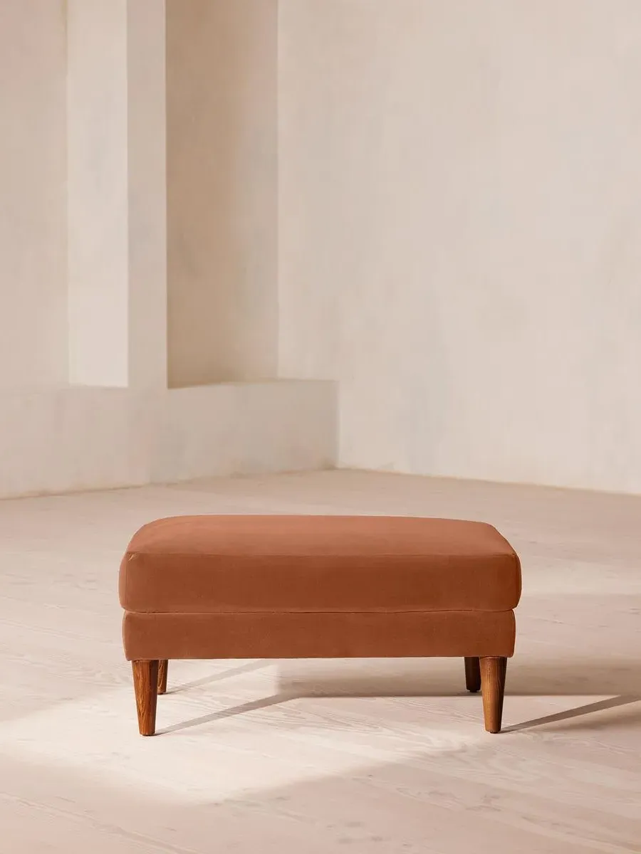 Square Ottoman with Cushion - Rose, Velvet