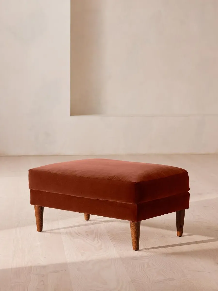 Square Ottoman with Cushion - Rust, Velvet