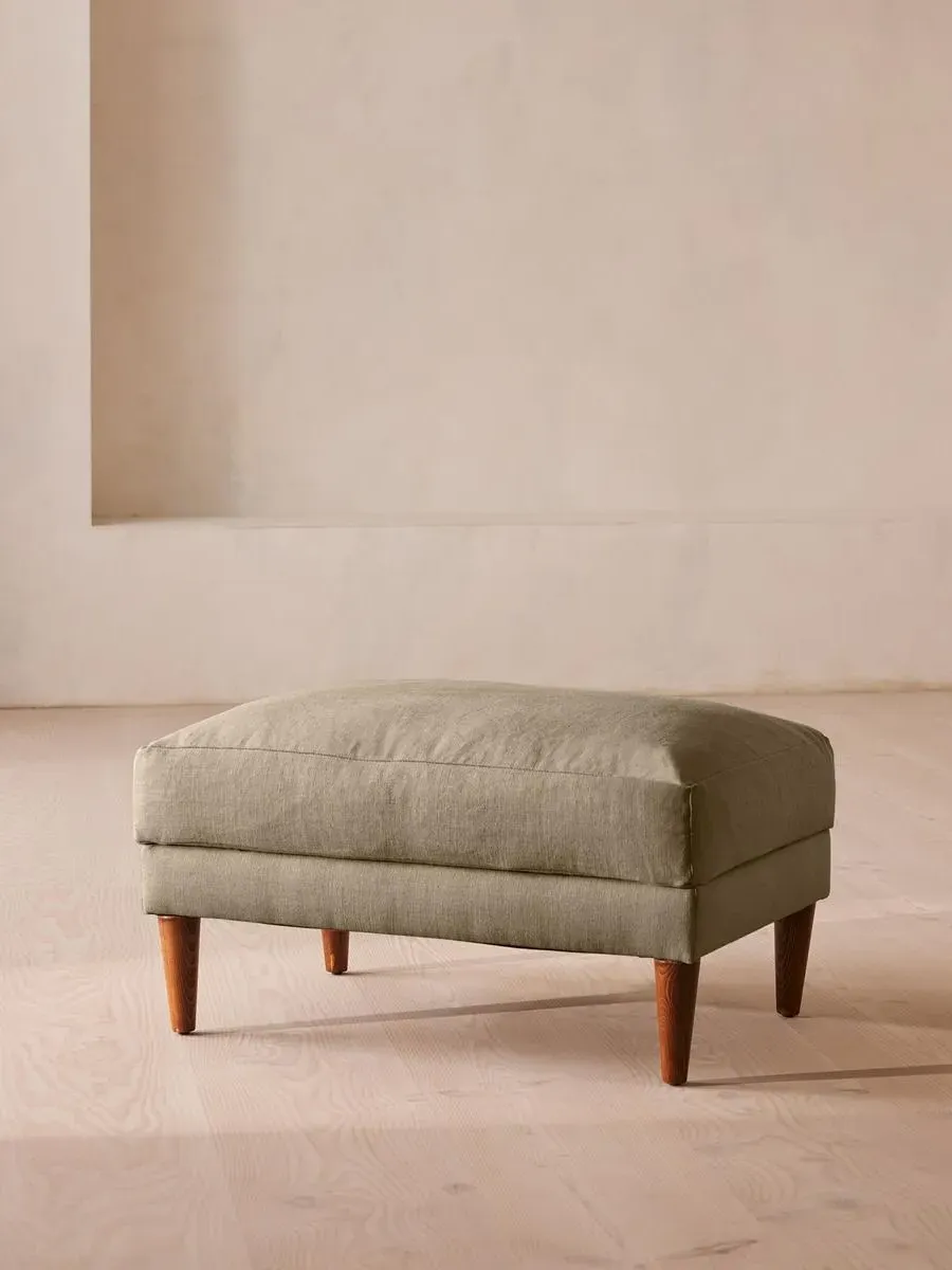 Square Ottoman with Cushion - Sage, Linen