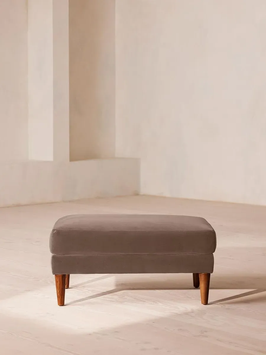 Square Ottoman with Cushion - Taupe, Velvet