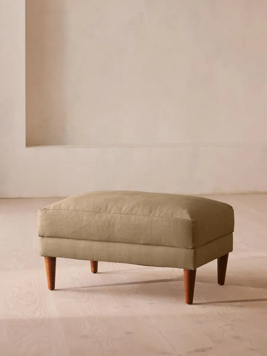 Square Ottoman with Cushion - Wheat, Linen