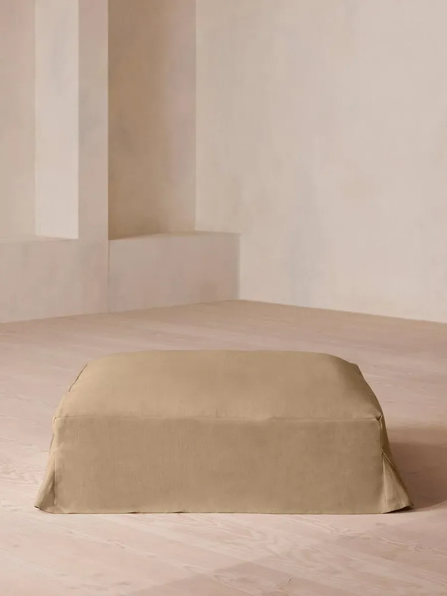 Square Ottoman with Slip Cover - Wheat, Linen