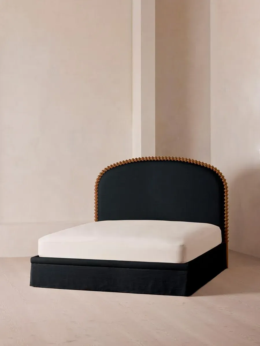 Super King Bed with Curved Headboard - Indigo, Linen