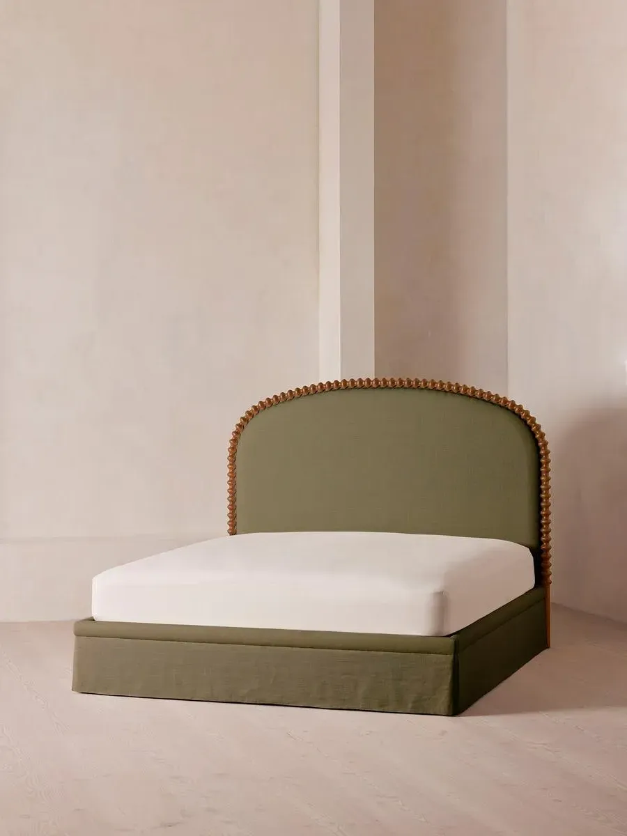 Super King Bed with Curved Headboard - Sage, Linen
