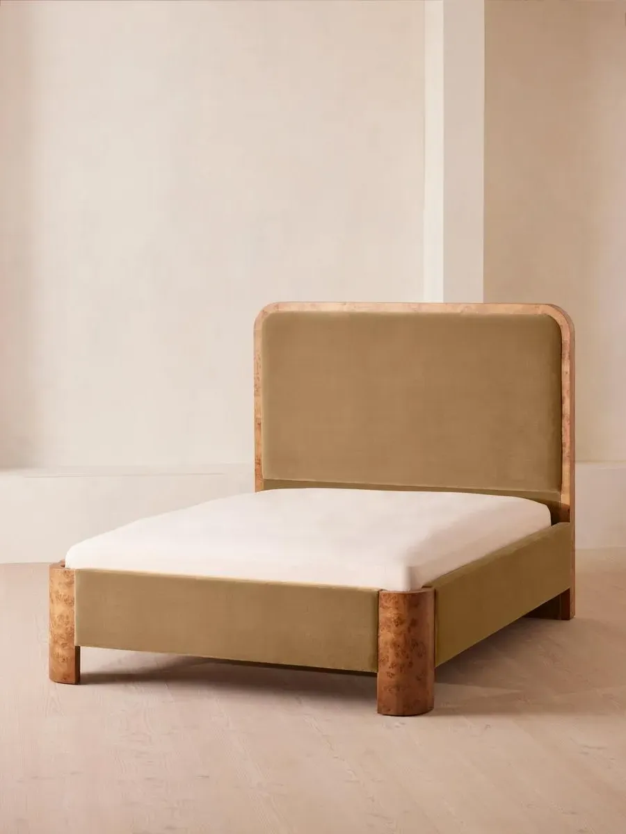 Super King Bed with Headboard - Camel, Velvet