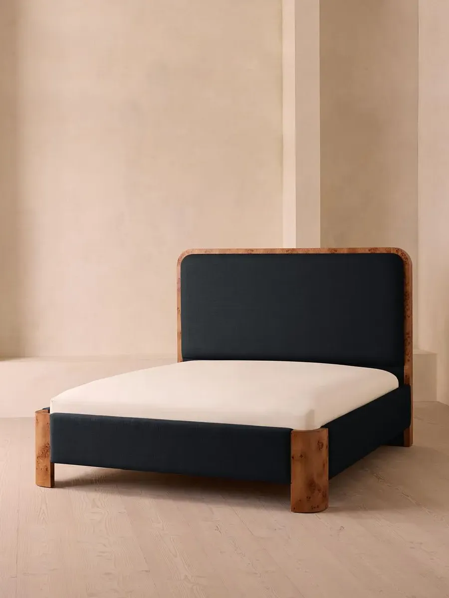Super King Bed with Headboard - Indigo, Linen