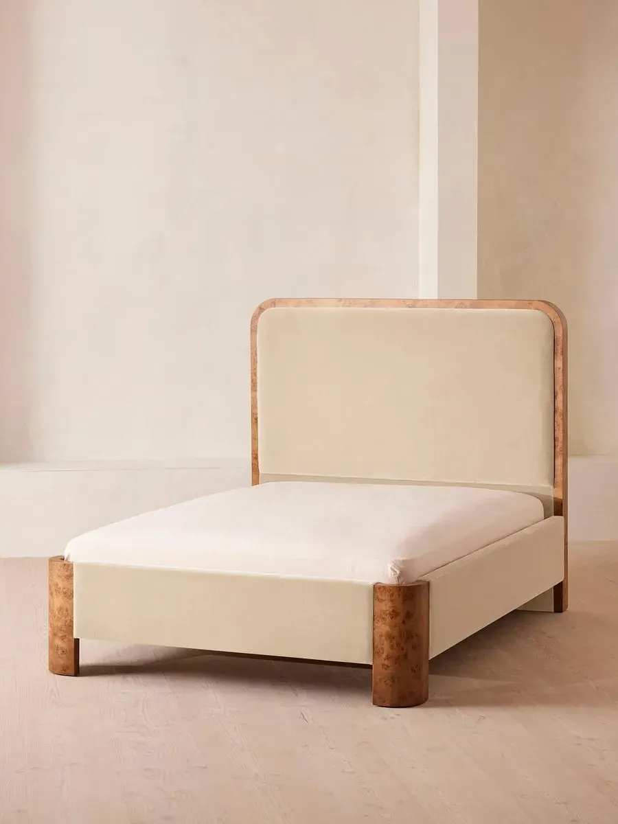 Super King Bed with Headboard - Porcelain, Velvet