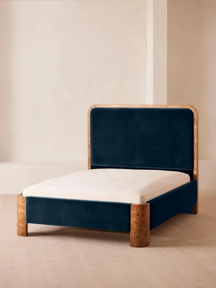 Super King Bed with Headboard - Royal Blue, Velvet