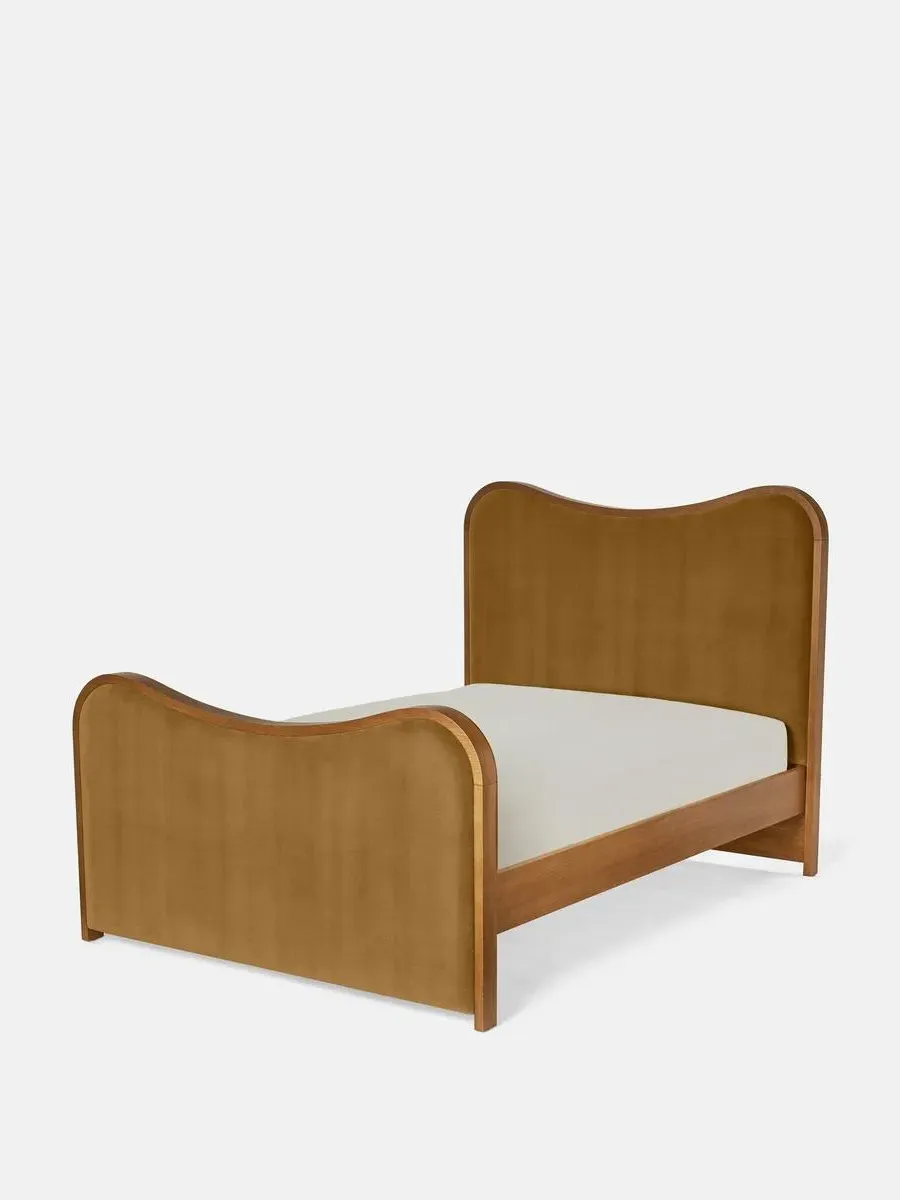 Super King Bed with Oak Frame - Mustard, Velvet