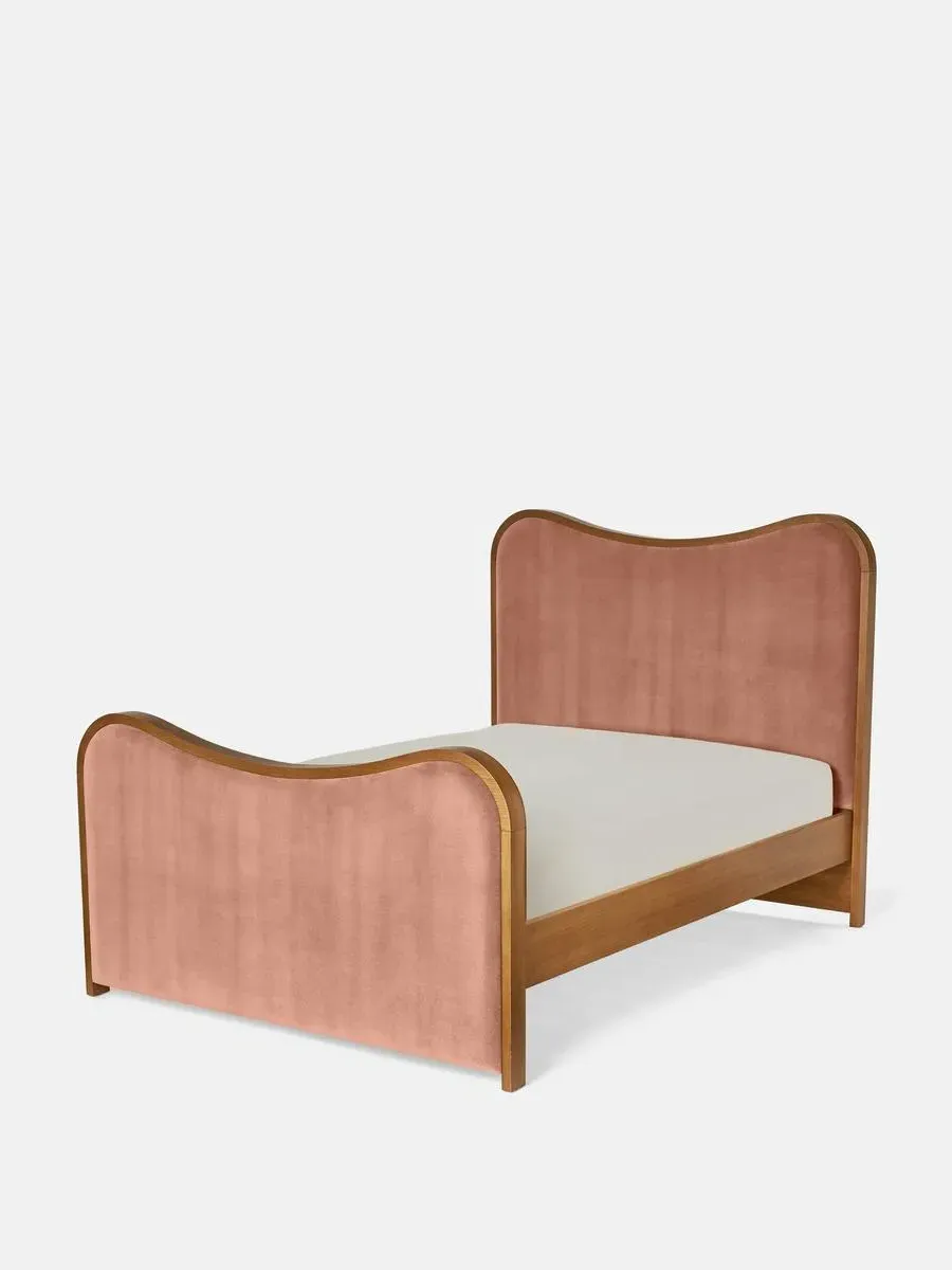 Super King Bed with Oak Frame - Rose, Velvet