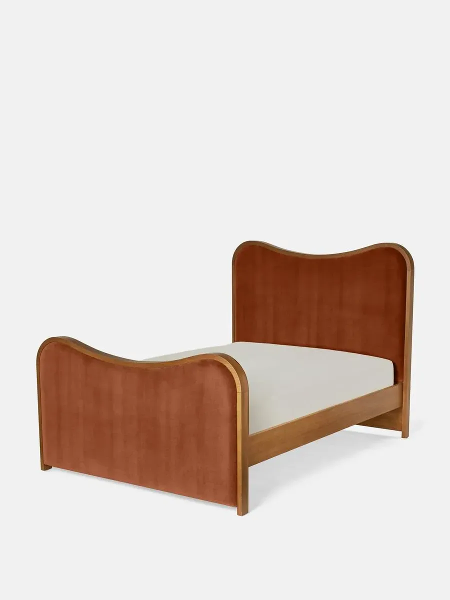 Super King Bed with Oak Frame - Rust, Velvet
