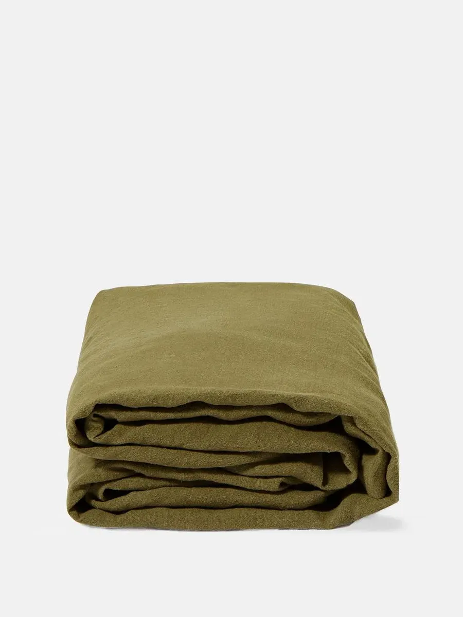 Super King Fitted Sheet - Olive, Linen
