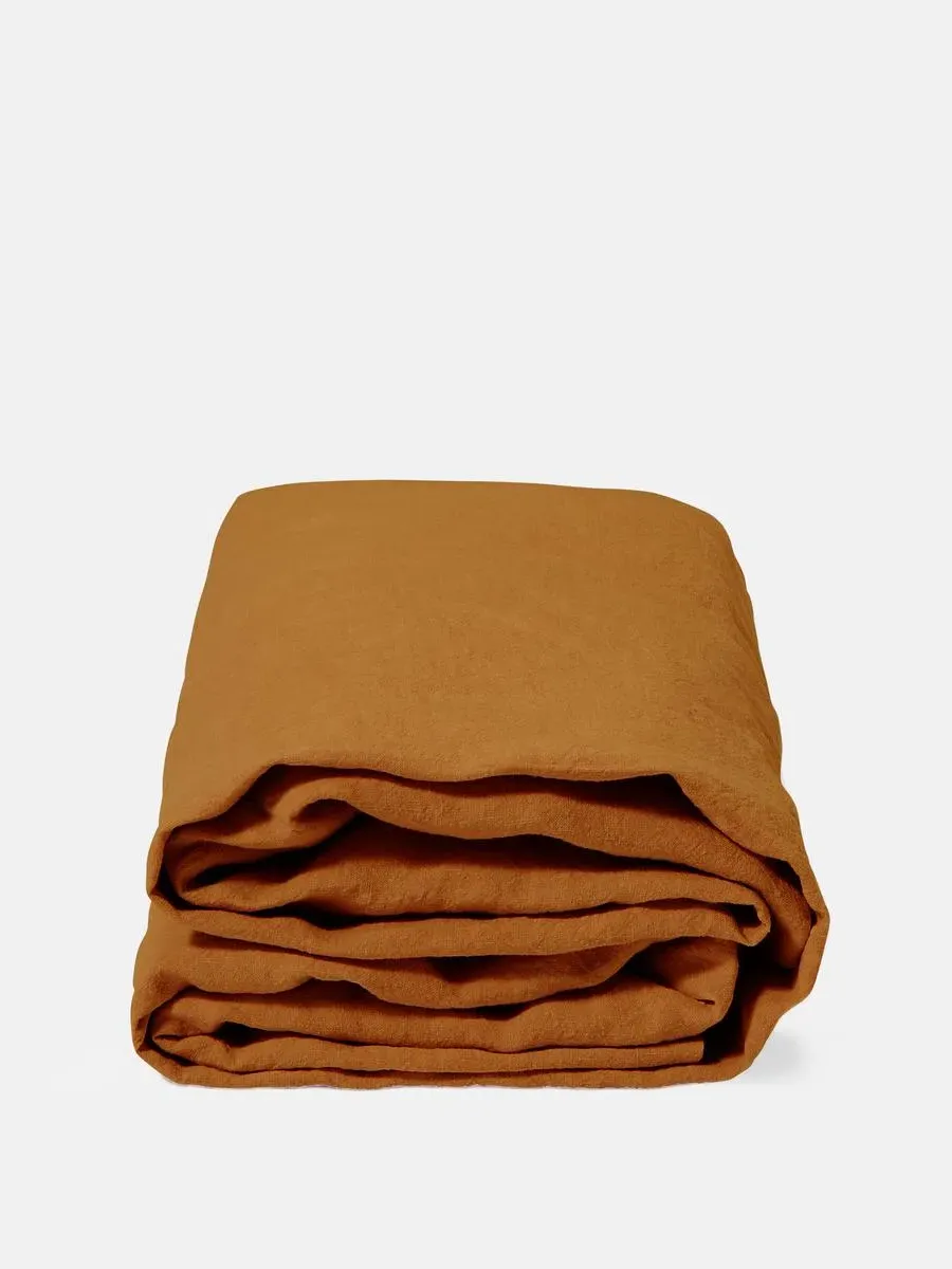 Super King Fitted Sheet - Rust, Linen