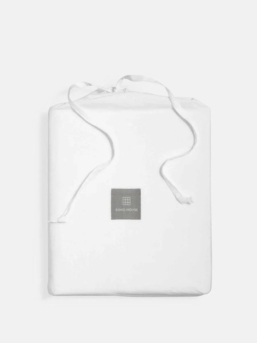 Super King Fitted Sheet - White, Cotton image
