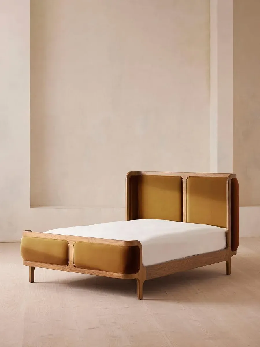 Super King Size Bed Frame - Mustard, Velvet