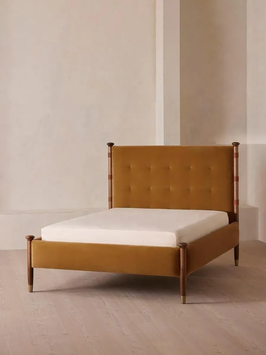 Super King Size Bed Frame - Mustard, Velvet