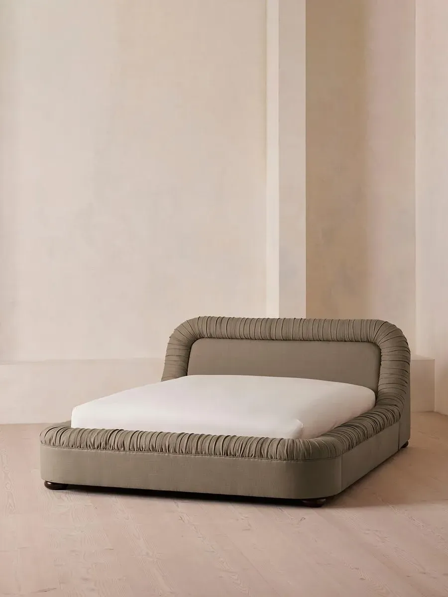 Super King Size Bed with Headboard - Mushroom, Linen
