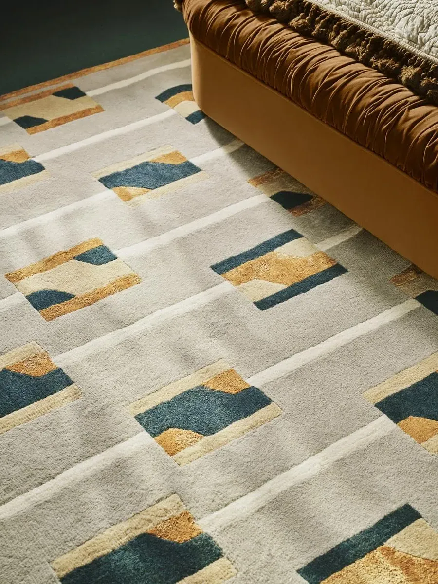 Swatch Rug Sample - Geometric, Hand-Tufted Wool image